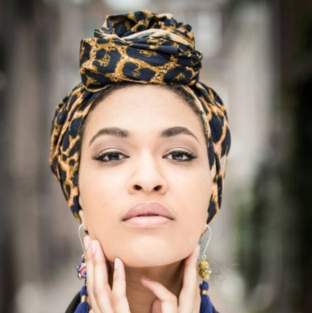 ODARA LEAOPARD PRINT / BLACK HAIR HEAD WRAP SCARF